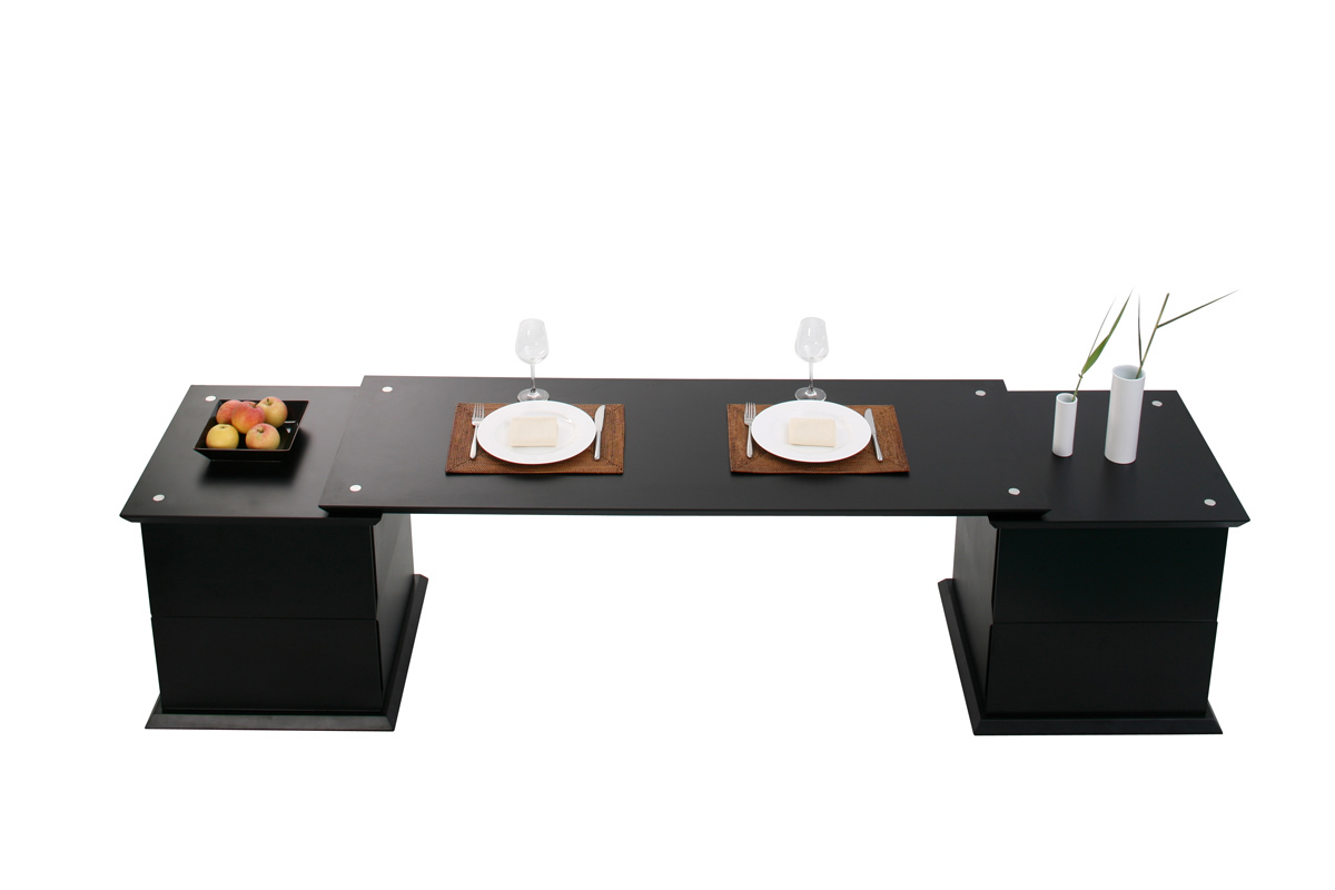 Table basse noire 4 tiroirs cin&eacute; dinner up to you by Dominique David