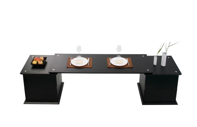 Table basse noire 4 tiroirs cin&eacute; dinner up to you by Dominique David
