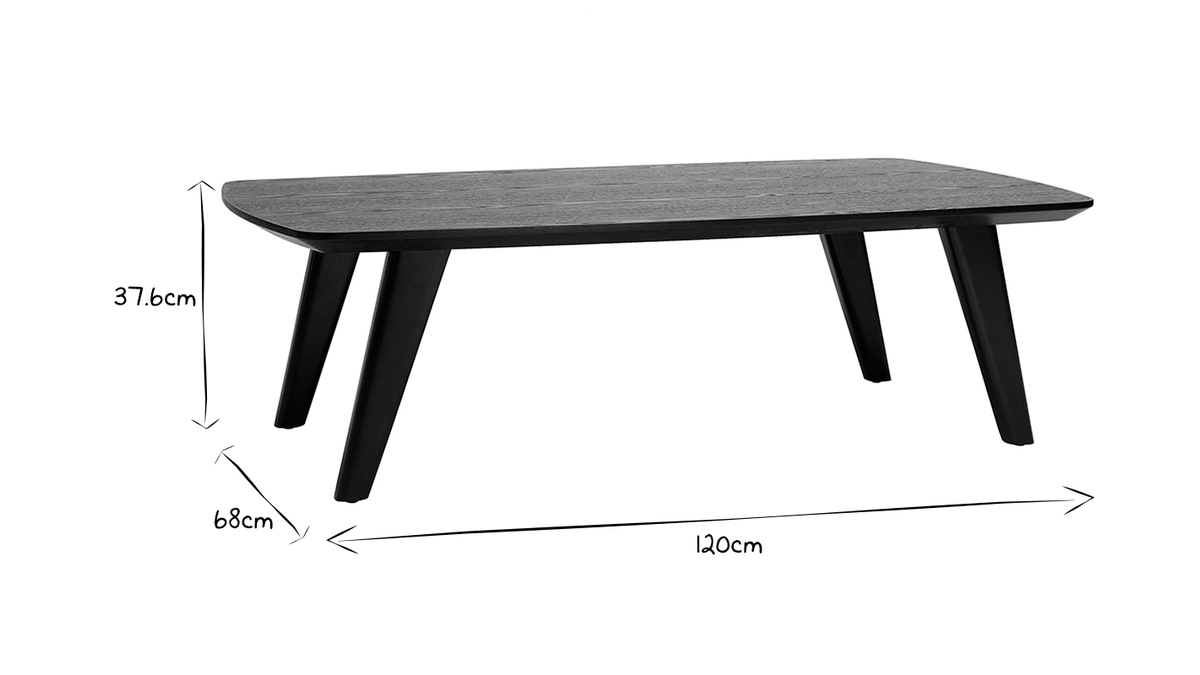 Table basse rectangulaire vintage bois fonc noyer L120cm FIFTIES