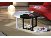 Table basse ronde noire et blanche DOMINO