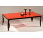 Table basse rouge moderne en acier laqu&eacute; et verre tremp&eacute; Baroca