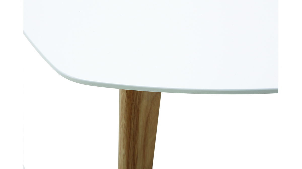 Table basse scandinave blanc et bois clair chne L80 cm EKKA