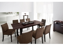 Table  - Chene coloris wenge - LAYTON - Plateau Verre Brun