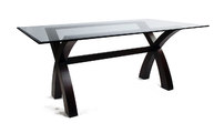 Table ch&ecirc;ne malaisien NICOLAS - plateau de verre  - coloris wenge