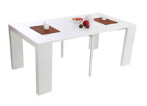 Table console extensible laqu&eacute;e blanche CALEB