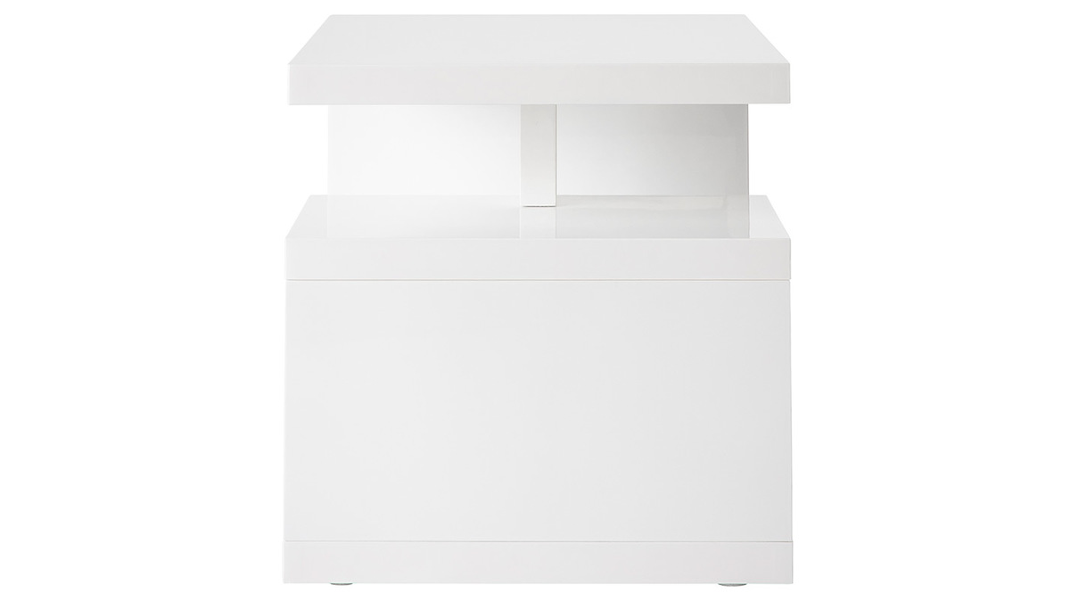 Table d'appoint design blanc laqu L50 cm HALTON