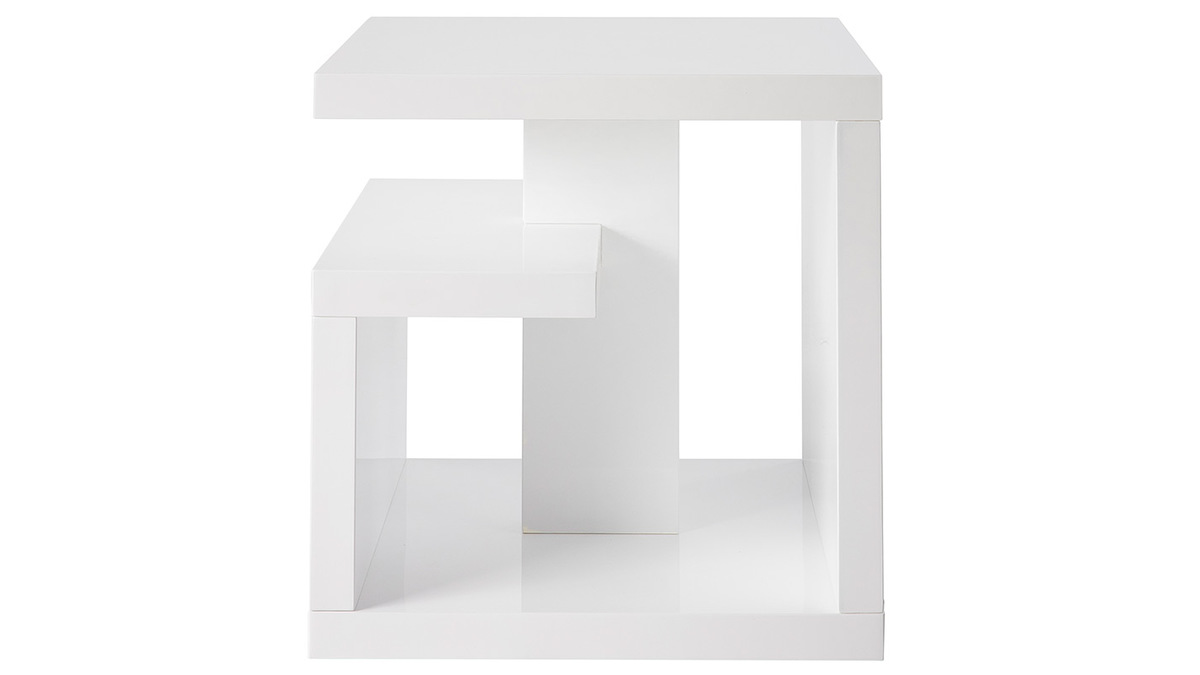 Table d'appoint design blanc laqu L50 cm HALTON