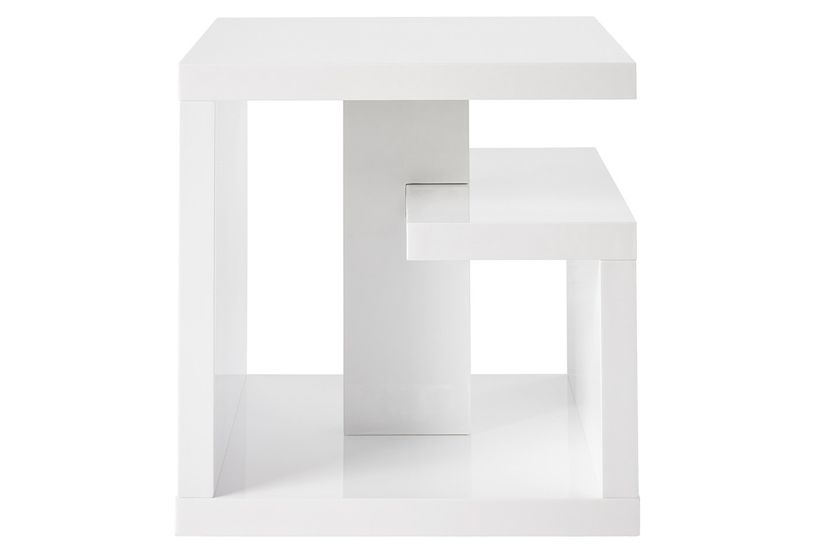Table d'appoint design laqu&eacute;e blanche HALTON