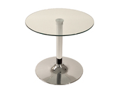 Table d'appoint en verre et m&eacute;tal chrom&eacute; Eddie