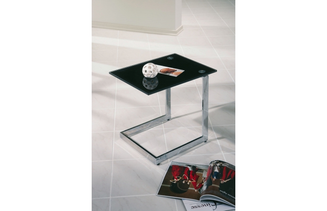 Table d'appoint en verre et m&eacute;tal chrom&eacute; Olanda