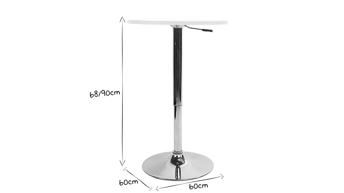 Table de bar design ronde rglable en hauteur / mange debout CHARLIE blanc