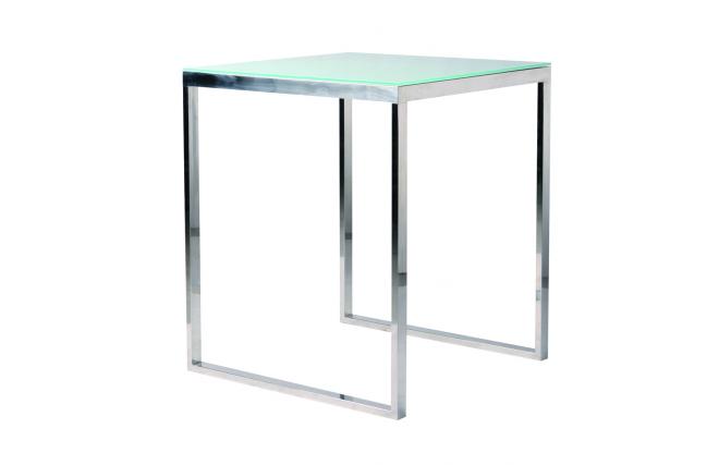 Table de bar haute carr&eacute;e verre tremp&eacute; INOLA  90cm