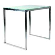 Table de bar INOLA haute rectangulaire 120 cm en inox et verre tremp&eacute;  image pub1