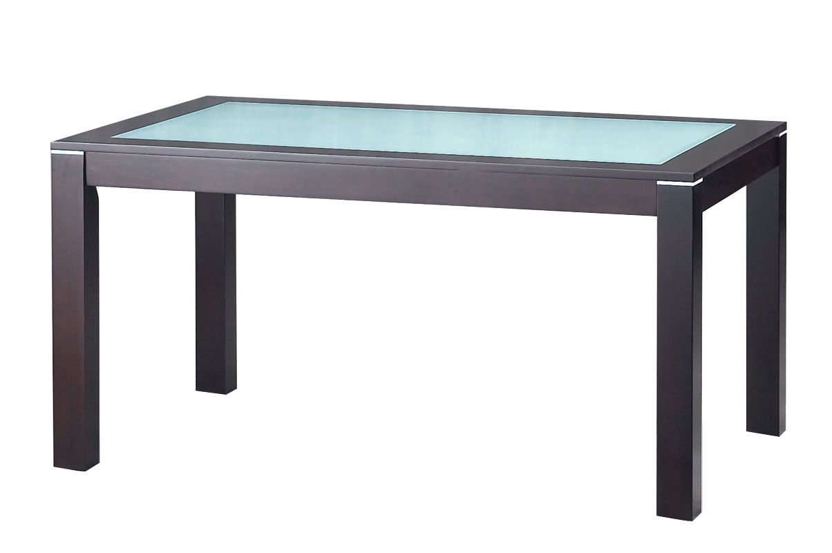 Table de cuisine / salle &agrave; manger contemporaine en ch&ecirc;ne massif et verre tremp&eacute; d&eacute;poli Jerri