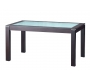 Table de cuisine / salle &agrave; manger contemporaine en ch&ecirc;ne massif et verre tremp&eacute; d&eacute;poli Jerri