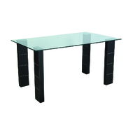 Table de cuisine / salle &agrave; manger rectangulaire ABBY en PVC et plateau en verre tremp&eacute; image pub1