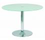 Table de cuisine / salle &agrave; manger ronde en acier et verre tremp&eacute; JANIS 110cm