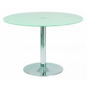 Table de cuisine / salle &agrave; manger ronde JANIS 110cm en acier et verre tremp&eacute; image 1
