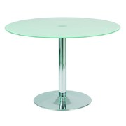 Table de cuisine / salle &agrave; manger ronde JANIS 110cm en acier et verre tremp&eacute; image pub1
