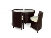 Table de jardin en r&eacute;sine tress&eacute;e et ses 4 chaises FIDJI