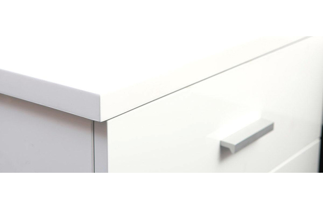 Table de nuit design laqu&eacute;e blanche NOHA
