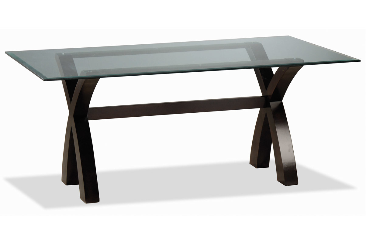 Table NICOLAS coloris weng&eacute; avec plateau en verre D&eacute;poli