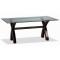 Table NICOLAS coloris weng&eacute; avec plateau en verre D&eacute;poli