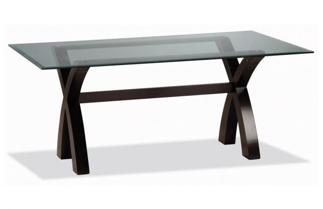Table NICOLAS coloris weng&eacute; avec plateau en verre D&eacute;poli