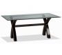 Table NICOLAS coloris weng&eacute; avec plateau en verre D&eacute;poli