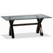 Table NICOLAS coloris weng&eacute; avec plateau en verre D&eacute;poli image pub1
