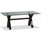 Table NICOLAS coloris weng&eacute; avec plateau en verre D&eacute;poli