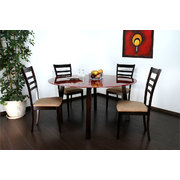 Table ronde DALTON coloris Wenge - Plateau en Verre Rouge