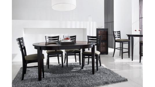 Table Ronde Extensible SARA - ch&ecirc;ne coloris wenge - plateau verre brun image 1