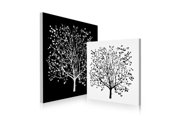 Tableau contemporain noir et blanc Spring (lot de 2)