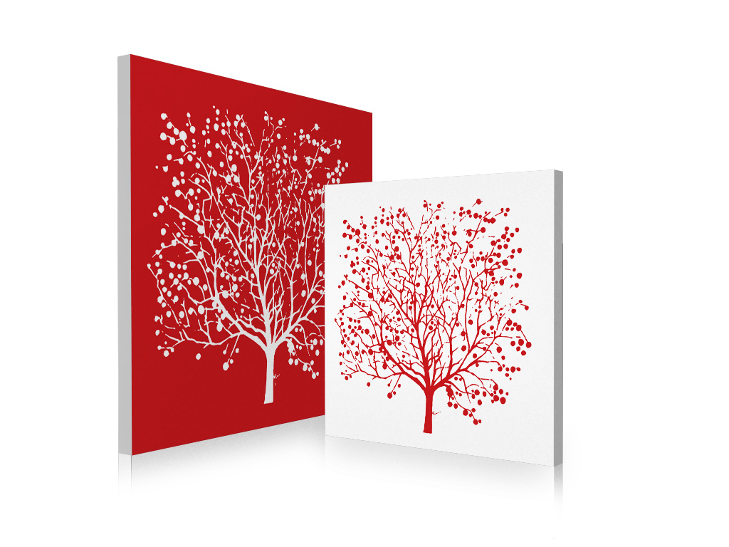 Tableau contemporain rouge et blanc Spring (lot de 2)