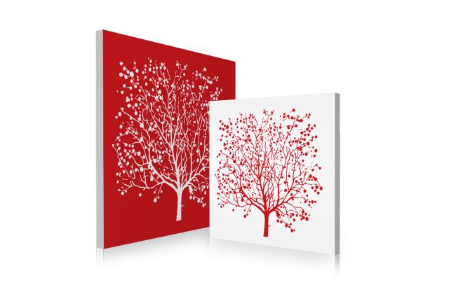 Tableau contemporain rouge et blanc Spring (lot de 2)