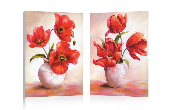 Tableau moderne Poppies (lot de 2)