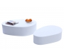 Tables basses design galets laqu&eacute;es blanches CAMILLE (lot de 2)