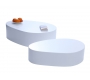 Tables basses design galets laqu&eacute;es blanches CAMILLE (lot de 2)
