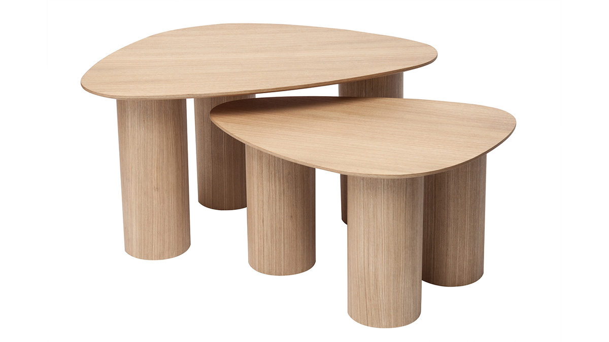 Tables basses gigognes design en bois clair (lot de 2) FOLEEN