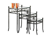 Tables d'appoint en verre et acier FLORENCE