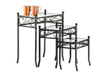 Tables d'appoint en verre et acier FLORENCE