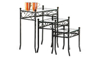 Tables d'appoint en verre et acier FLORENCE