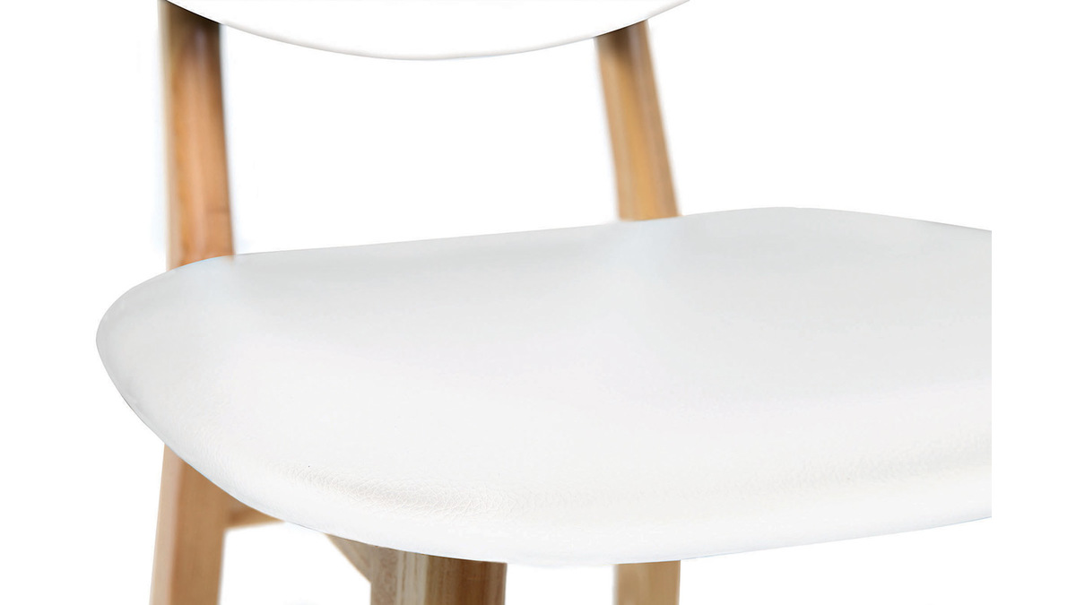 Tabouret / chaise de bar design blanc et bois naturel NORDECO