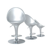 Tabouret de bar / cuisine argent design �UF (lot de 2)