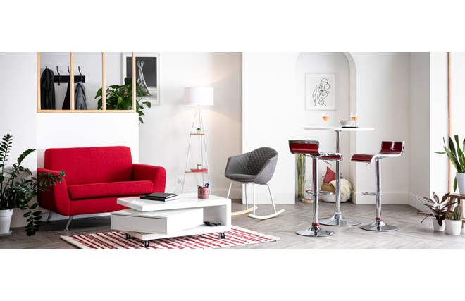 Tabouret de bar / cuisine argent WAVES (lot de 2)