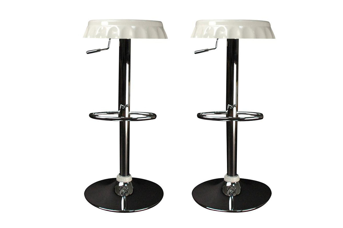 Tabouret de bar / cuisine blanc CAPSULE (lot de 2)