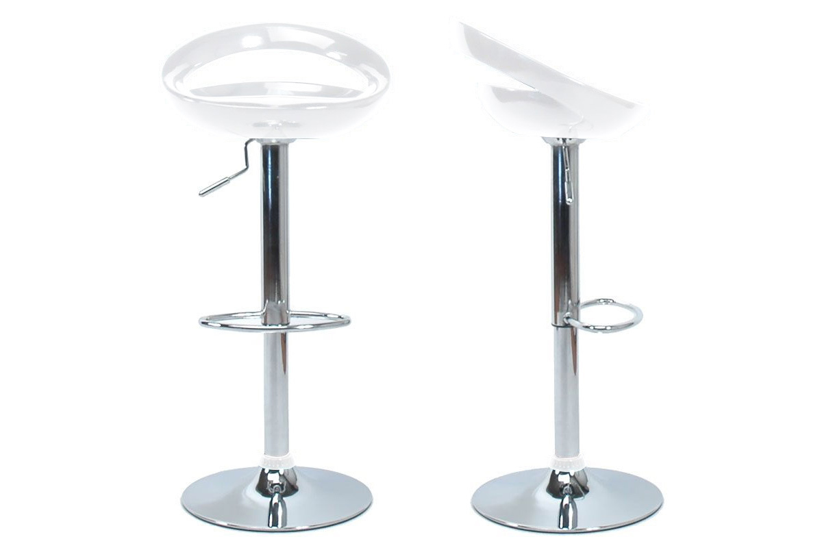 Tabouret de bar blanc laqu&eacute; COMET (lot de 2)