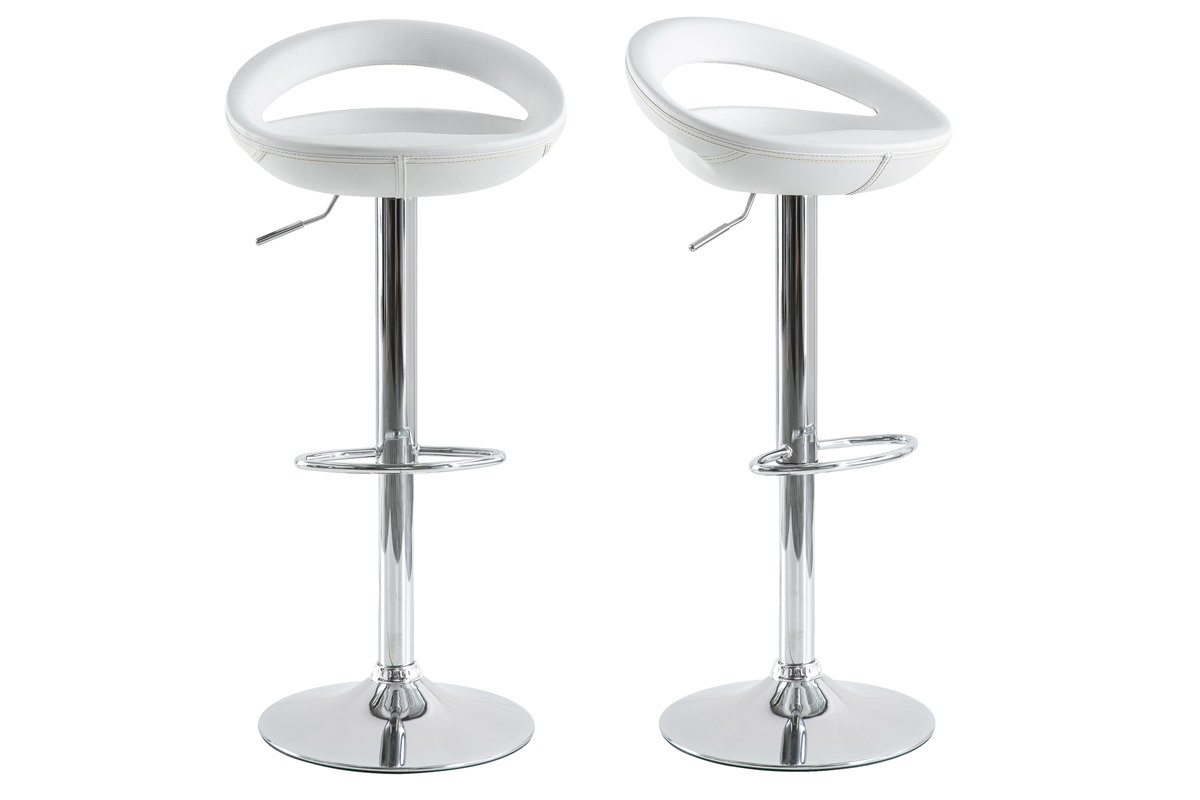 Tabouret de bar blanc moderne COMET (lot de 2)