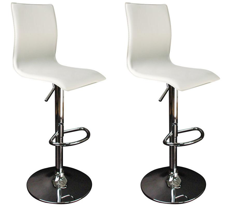 Tabouret de bar / cuisine blanc moderne SURF ALTO (lot de 2)